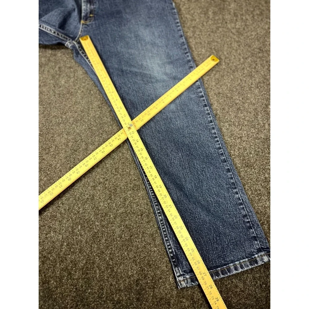 Y2K Wrangler Jeans Mens 38x28 Blue Denim Cotton Stretch‎ Mid Rise Straight Leg